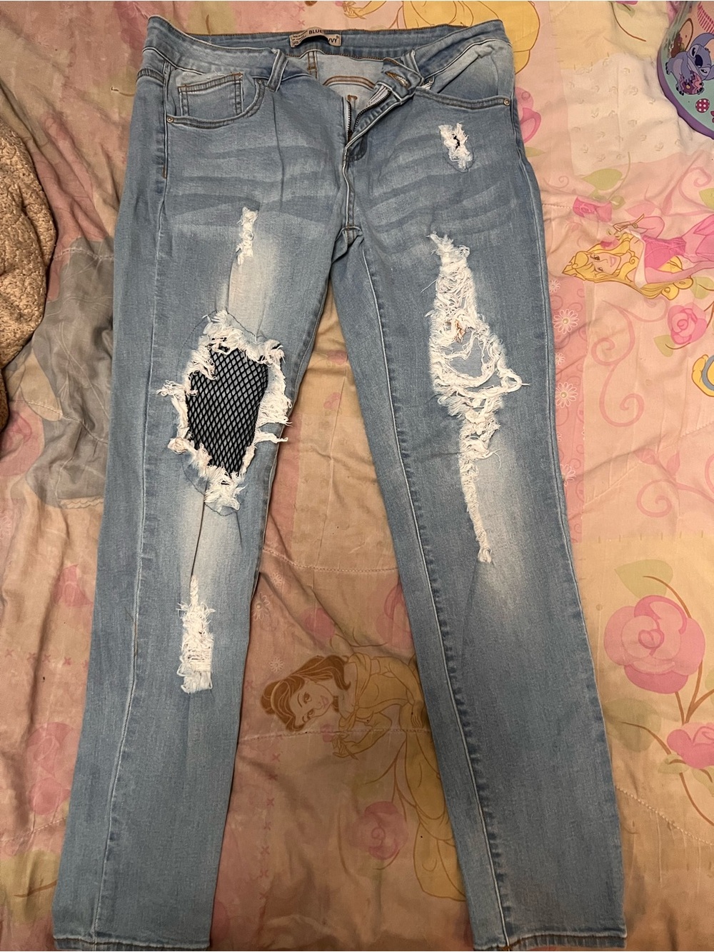 Light Blue Distressed Women's Skinny Jeans